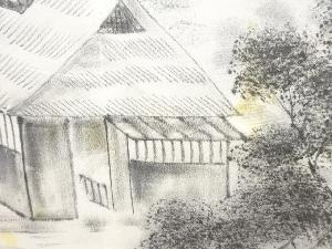 アンティーク　家屋風景模様男物長襦袢